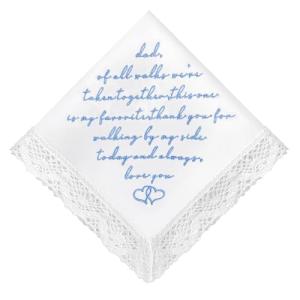 Something Blue Embroidered Wedding Handkerchief for Dad