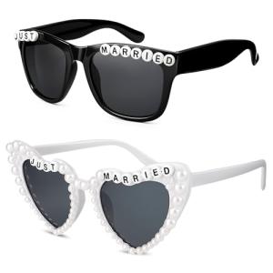 Just Married Bride and Groom Sunglasses Set
