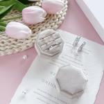 Champagne Velvet 3-Slot Ring Box for Weddings