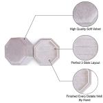 Champagne Velvet 3-Slot Ring Box for Weddings