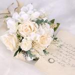 CEWOR White Champagne Artificial Wedding Bouquets