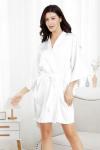 Silver Rhinestone Bride Satin Robe for Wedding