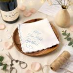 Something Blue Embroidered Wedding Handkerchief Gift