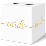 White Wedding Card Box with Gold Foil Design