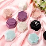 Velvet Hexagon Ring Box for Weddings and Proposals