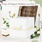 White Wedding Card Box with Gold Foil Design