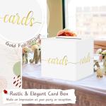 White Wedding Card Box with Gold Foil Design