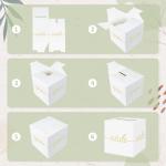 White Wedding Card Box with Gold Foil Design