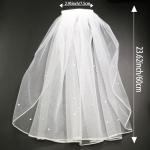 AOREAS Pearl Rhinestone Short White Wedding Veil
