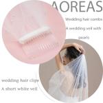 AOREAS Pearl Rhinestone Short White Wedding Veil