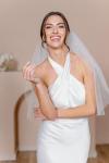 AOREAS Pearl Rhinestone Short White Wedding Veil