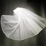AOREAS Pearl Rhinestone Short White Wedding Veil
