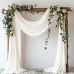 Ivory Sheer Wedding Arch Draping Fabric 20FT
