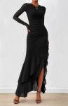 Elegant Black Ruched Maxi Dress for Weddings