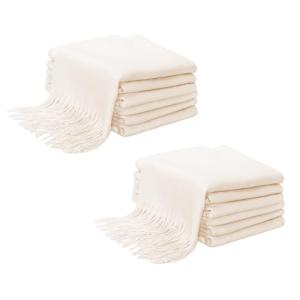 12pcs White Fringed Wedding Shawls for Guests