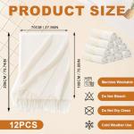 12pcs White Fringed Wedding Shawls for Guests