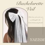 Short Wedding Veil with Pearl and Bow Clip