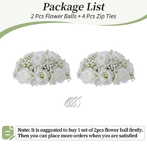 White Rose & Babys Breath Wedding Centerpieces (2pcs)
