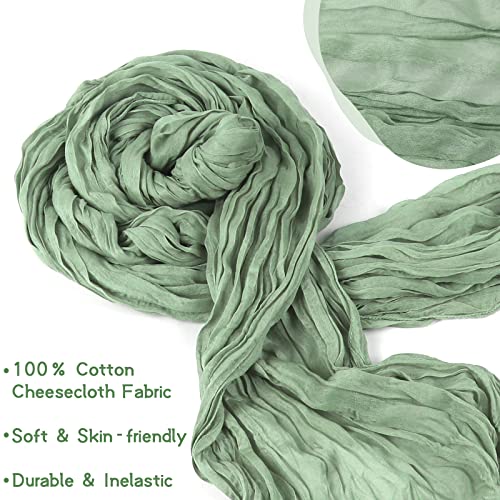 12 Packs Cheesecloth Table Runner, 35"x120" Sage Green Wedding Décor