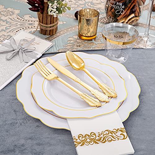 Gold Plastic Tableware Set for Elegant Wedding Celebrations