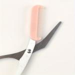 Pink Eyebrow Scissors with Built-In Comb