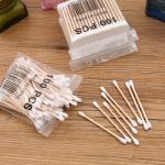 Round Cotton Swabs with Bamboo Sticks, 500/100 Count