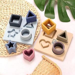 Beige Silicone Shape Sorter Puzzle for Toddlers