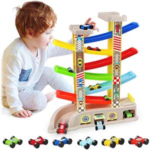 Montessori Car Ramp Toy with 6 Cars