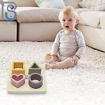 Beige Silicone Shape Sorter Puzzle for Toddlers