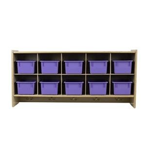 Montessori Wall Shelf with Purple Storage Bins