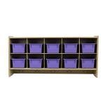 Montessori Wall Shelf with Purple Storage Bins