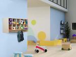Montessori Wall Shelf with Purple Storage Bins