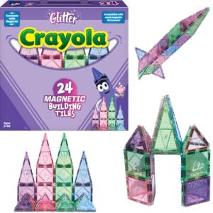 Crayola Glitter Magnetic Tiles Building Set for Kids