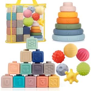 Weilim Montessori Soft Stacking Blocks Set for Babies
