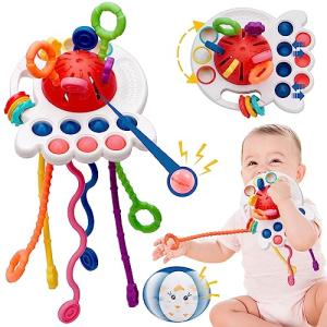 Silicone Sensory Pull String Teething Toy for Babies