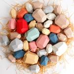 36 PCS Wooden Stacking Rocks for Toddlers