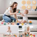Weilim Montessori Soft Stacking Blocks Set for Babies