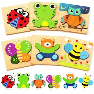 Wooden Animal Puzzles for Toddlers Ages 1-3