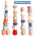 36 PCS Wooden Stacking Rocks for Toddlers