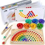 Montessori Wooden Peg Board Bead and Stacking Game
