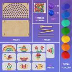 Montessori Wooden Peg Board Bead and Stacking Game