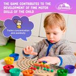 Montessori Wooden Peg Board Bead and Stacking Game