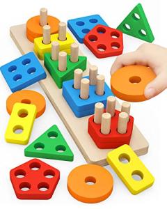PEBIRA Wooden Montessori Sorting & Stacking Toys