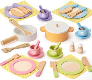 Wooden 34 PCS Kids Play Kitchen Set