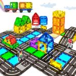 Magnetic Tile Roads and Car Set for Kids