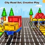 Magnetic Tile Roads and Car Set for Kids
