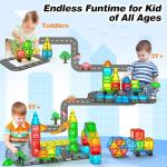 Magnetic Tile Roads and Car Set for Kids