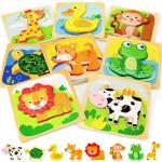 Wooden Animal Puzzles for Toddlers 1-4 Years