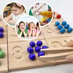 Montessori Wooden Number Tracing Board and Beads Set