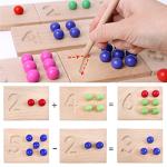 Montessori Wooden Number Tracing Board and Beads Set